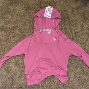 PINK long sleeve hoodie, crop top